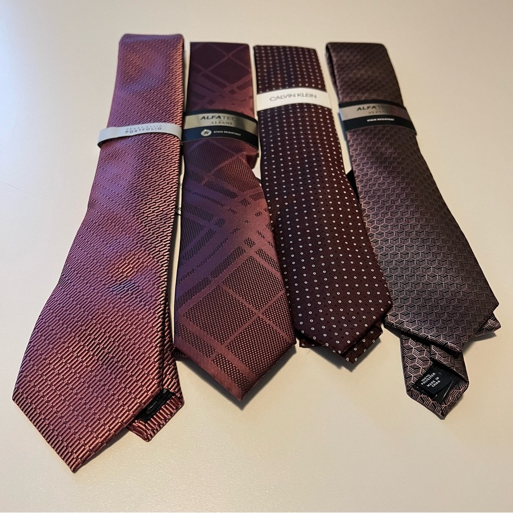 Calvin Klein, Perry Ellis and Alfani Men's Burgundy Tie Set